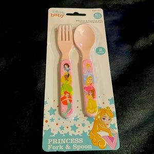 Disney baby princess fork/spoon set.